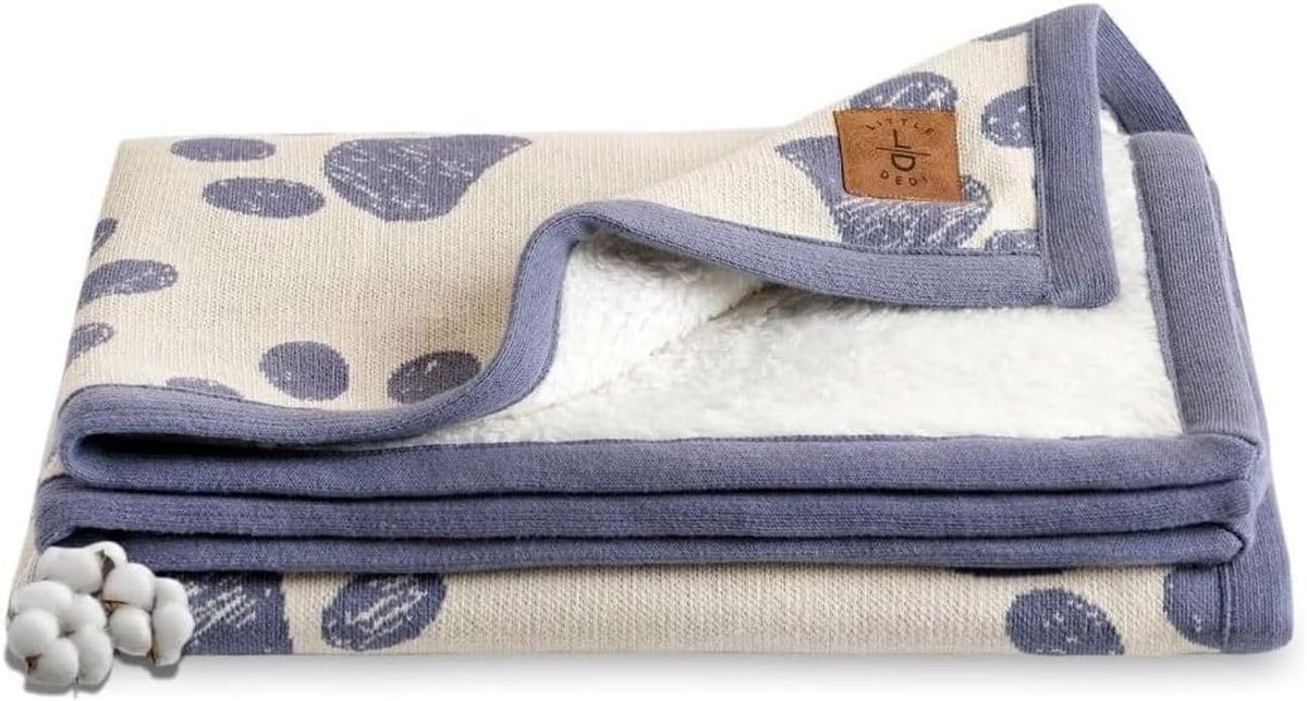 Small Pet Blanket, 100% Organic Cotton - Blue