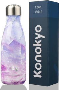 Insulated Water Bottles,12 oz Double Wall Stainless Steel Vacumm Metal Flask for Sports Travel,Marble Dawn