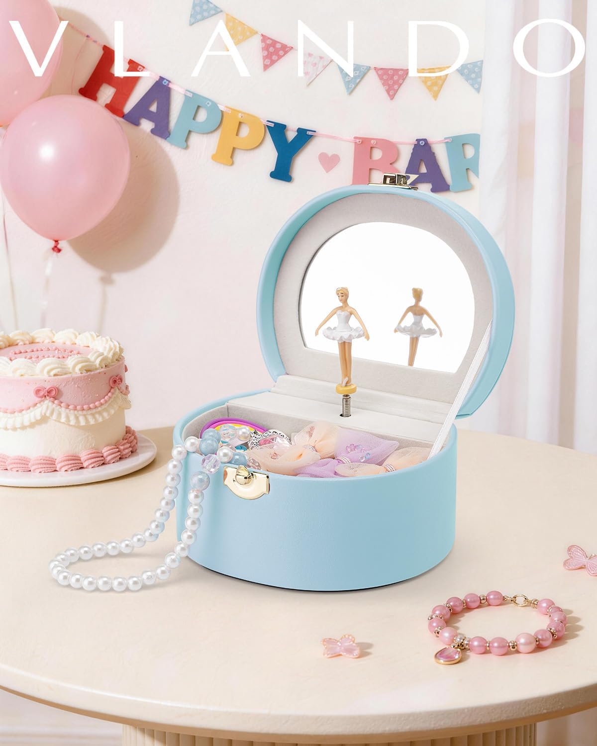 VLANDO Musical Jewelry Box for Girls - H.Blue - image 2