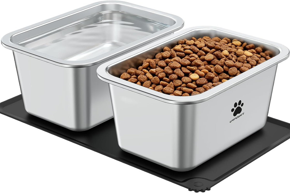 URPOWER 2 Pack 1.25 Gallon Large Dog Water Bowl Stainless Steel Dog - 1.65 Gallon