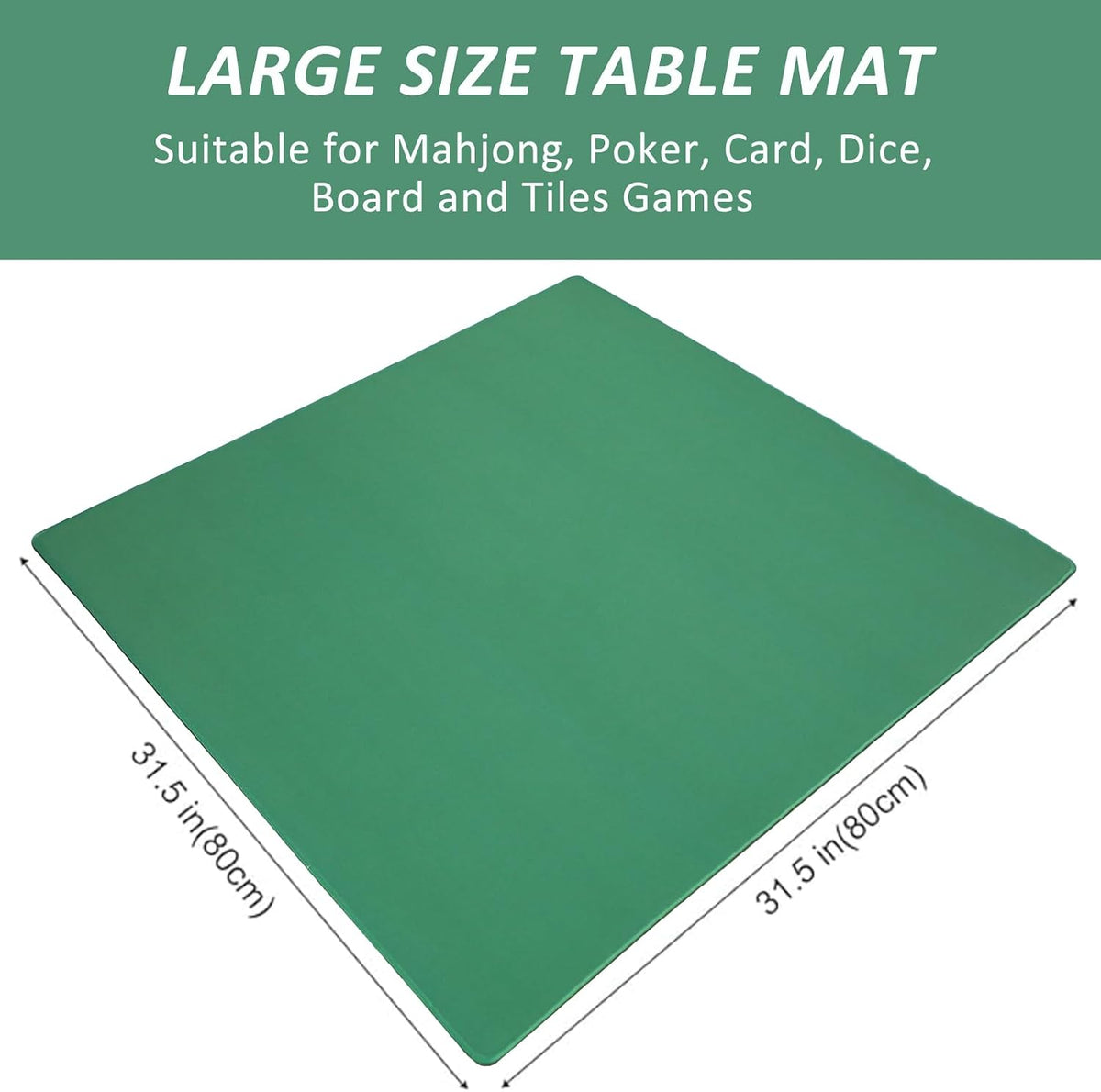 Gustaria green mahjong mat on a square table with tiles and 3 dice - view 5