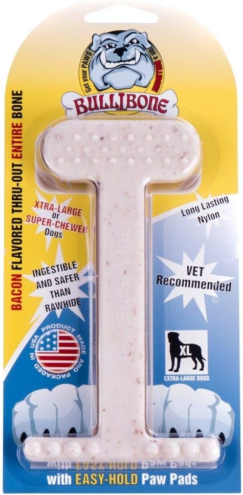 Bullibone Nylon Dog Chew Toy for Aggressive Chewers - Bacon / XL - Single