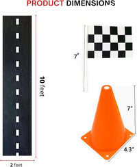 YOELVN race car party cones, six orange 7 inch traffic cones holding checkered flags - view 30