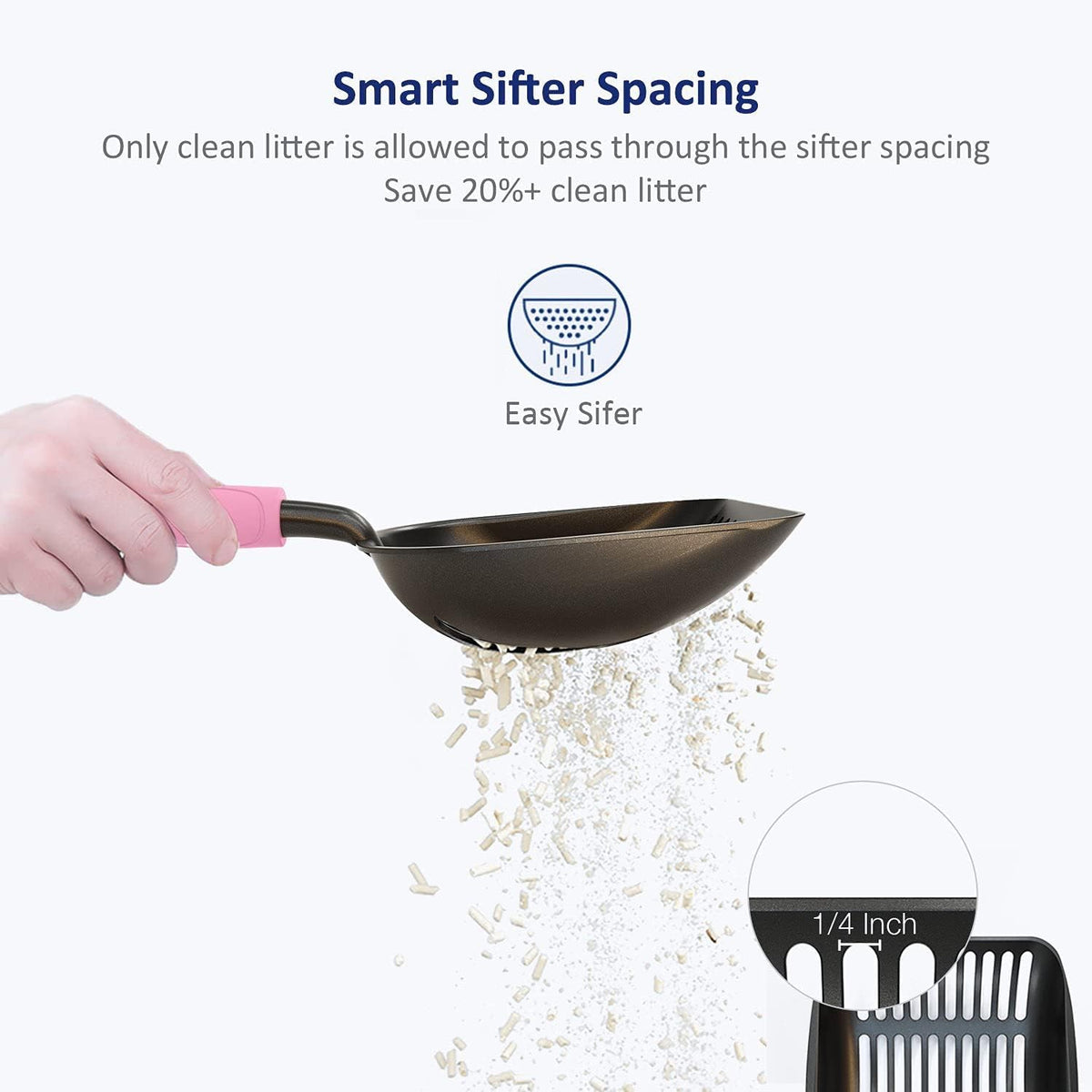 Cat Litter Scoop, Non-Stick Plated Aluminum Alloy Sifter - Medium / #10 Pink - image 4
