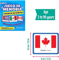 Menique Flags of The Americas Memory Matching Game – Spanish Edition – 70 Cards (35 Pairs) with Flags, Countries & Capitals – Educational Matching Game in Spanish for Kids and Adults