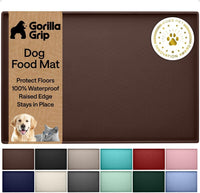 GORILLA GRIP Dog Food Mat, 100% Waterproof Silicone, 16x10 Beige – Essentials for Dogs - Brown / 26"l X 17"w