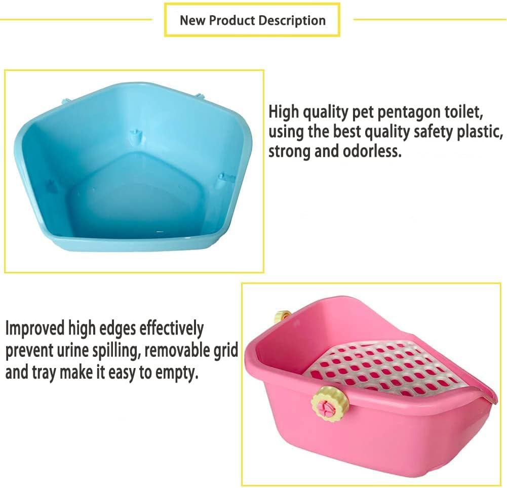 kathson Rabbit Litter Box Pet Toilet Cage Box Potty Trainer Corner - Pink - image 3