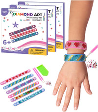 Little Jupiter diamond art bracelet kit with 6 EVA foam snap bracelets, resin gems and pen tools - view 2