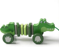 Baby Toys Car,Wooden Pull Along Toy for Toddlers 1 2 3 Year Olds – Fun for Kids & Family - Crocodile