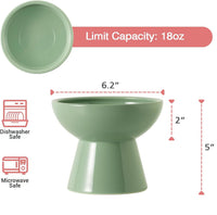 Extra Wide Elevated Ceramic 6.2" Shallow Cat Food Bowl – Essentials for Cats - Sage Green-Deeper - image 2