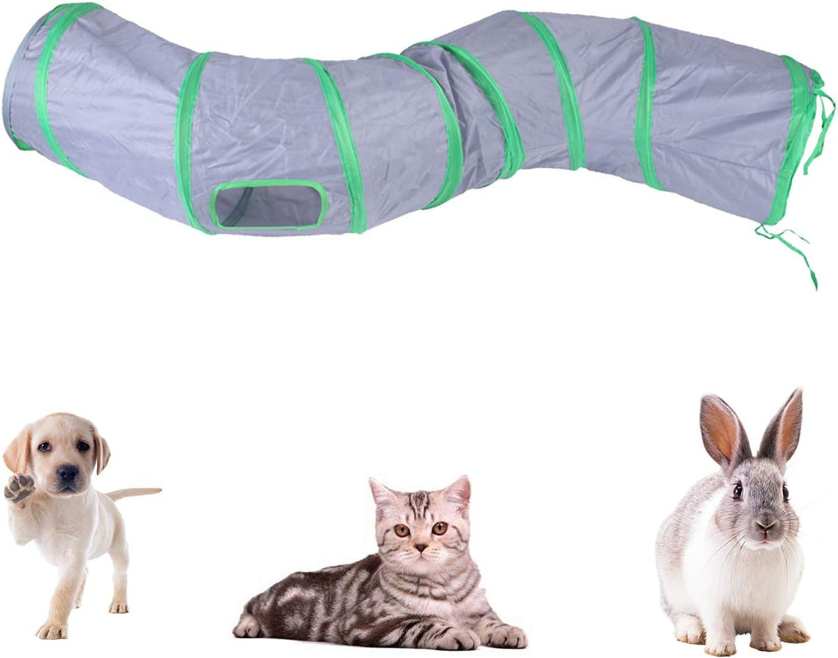 iCAGY Cat Tunnel Toys for Indoor Cats Kittens Rabbits - 47" (Shape S) / Grey - image 2