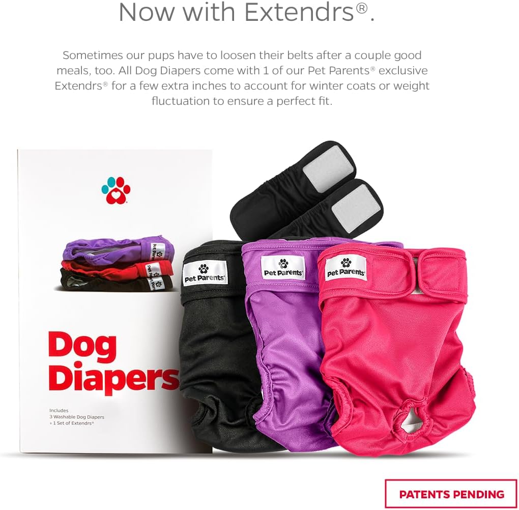 Pet Parents Washable Dog Diapers + Extendrs of Durable Doggie Diapers - Princess / Small (9-15") - image 2
