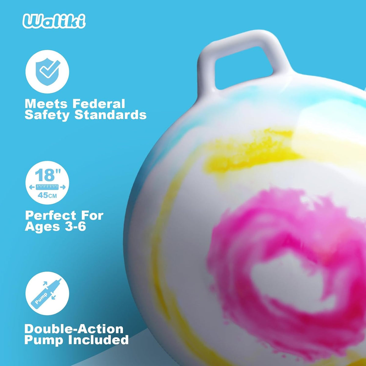 WALIKI Hopper Ball for Adults, Jumping & Hopping Ball for Mom - Multicolored / Small: Ages 3-6 (18”/45CM) - image 2