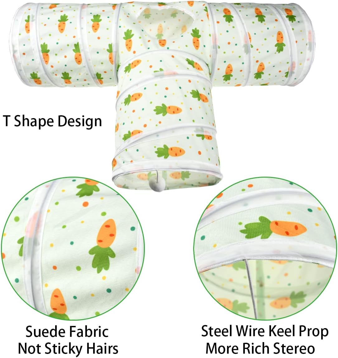 Bunny Rabbit Tunnels Rabbit Cat 3 Way Collapsible Tunnel with Cute - T Shape - image 3