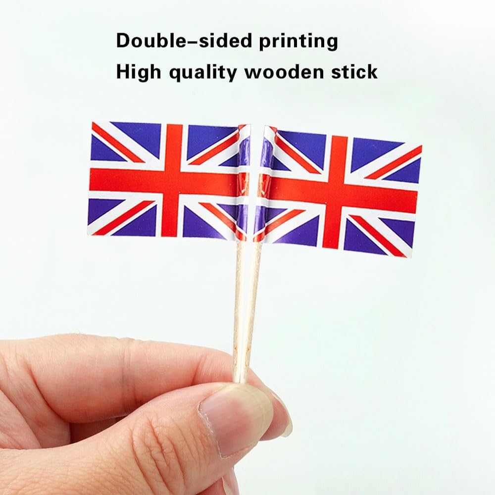 mflagperft 100-pack American flag toothpicks with double-sided paper USA flags on wooden picks - view 27