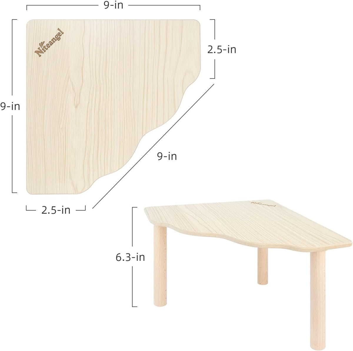 Niteangel triangle wooden hamster play platform, 9 by 9 inches - view 2