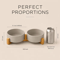 SPUNKYJUNKY Ceramic Dog and Cat Bowl with Wood Stand Non-Slip Matte - 1.7 cups / Grey × 2 - image 4