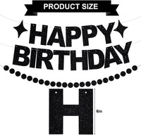 BEISHIDA Pre-Strung Glitter Pink Happy Birthday Banner Party Sign - Black - image 3