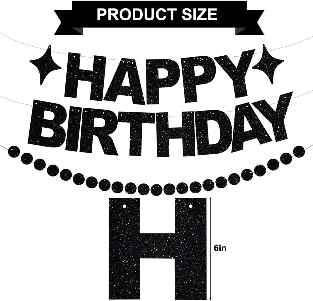 BEISHIDA Pre-Strung Glitter Pink Happy Birthday Banner Party Sign - Black - image 3