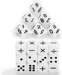 Gejoy math teaching dice set, 18 white and black dot, number and operation dice with bag