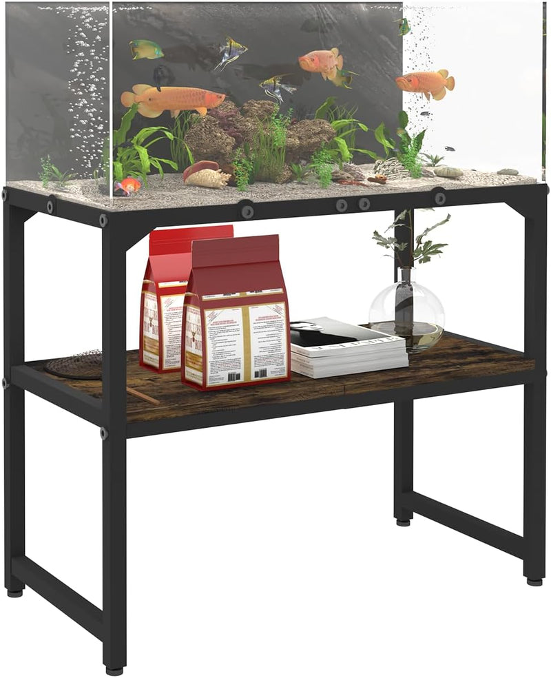 Mondazie 10-20 Gallon Fish Tank Stand, 24" L x 12" W x 20.5" H - 20 Gallon High Rimless Black