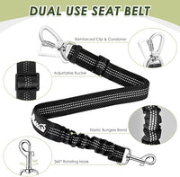 Lukovee Dog Seat Belt for Car, Adjustable Dog Car Harness for Large Medium Small Dogs, Soft Padded & Breathable Mesh Dog Seatbelt with Car Strap and Carabiner(Lime Green Double Clip,Small)