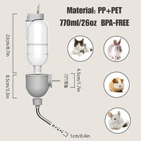 Pet Water Bottle for Cage Crate 26oz Non-Drip Water Dispenser for Small Animal Rabbit Bunny Guinea Pig Chinchilla Ferret Squirrel Hedgehog (Gray, 26oz)