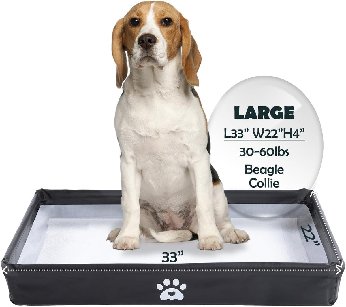 Meexpaws large foldable dog pee pad holder tray, 33 x 22 inches