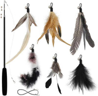 SONGWAY Interactive Cat Feather Toy Set - Black