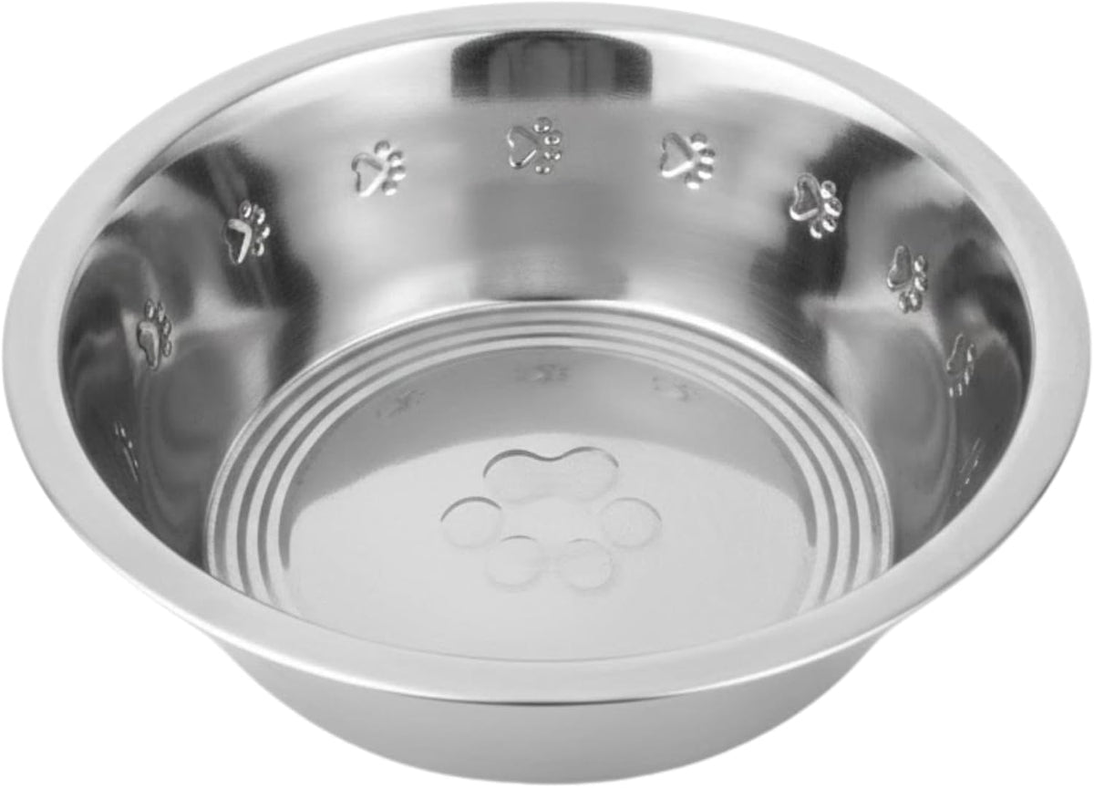 Pet Feeder Stainless Steel Dog Bowls Replacement 8" Diameter 2-Pack – Essentials for Dogs - 2.5 cup (Embossed) / Single Pack