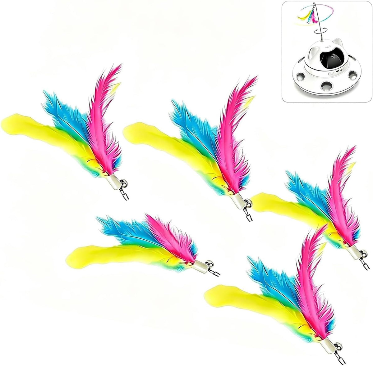 Telescopic Feather Decor Parts - Yellow, purple, blue