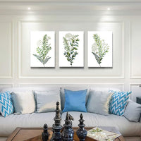 Canvas Wall Art For Living Room Large Size Wall Decorations For Kitchen Office Wall Decor Framed Canvas Print Poster Wall Painting Bedroom Green Leaves Wall Pictures Home Decor 20"X 28" 3 Piece
