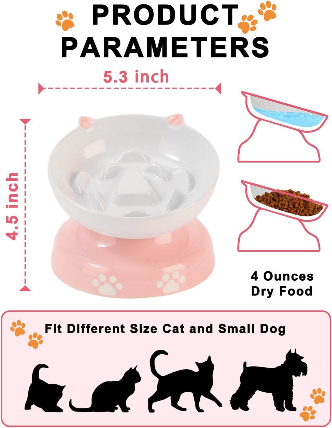Y YHY Ceramic Cat Slow Feeder - Pink / 6 inches - image 3