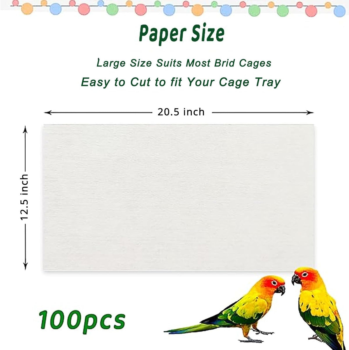 ZIQON 100 Pcs Bird Cage Liner Papers Big Size Cage Paper Liners - 12.5*20.5 - image 2