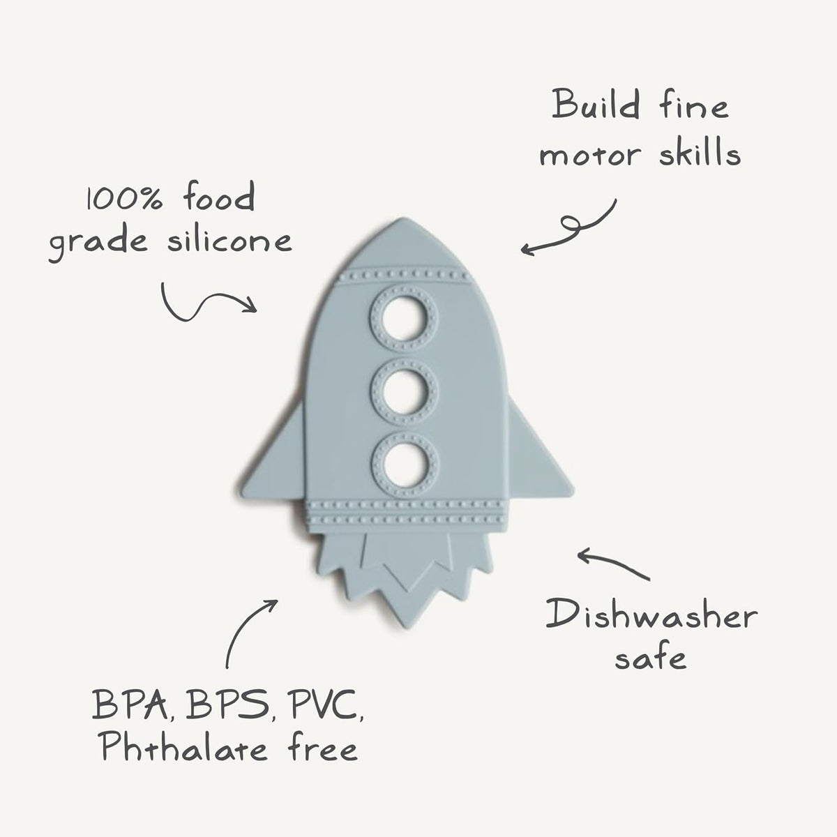 mushie Silicone Baby Teether Toy - Rocket (Soft Lilac) - image 4