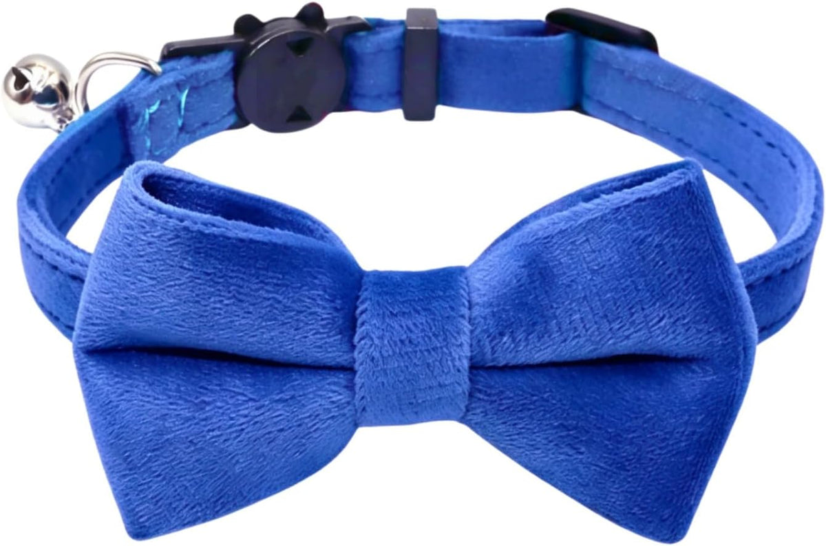 Cat Collar Breakaway with Bell and Removable Bow Tie Safety Buckle - Royal Blue