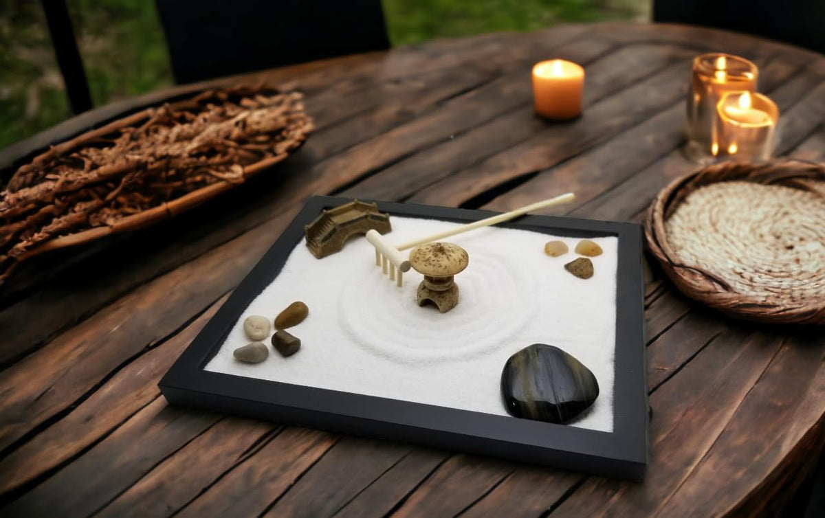 Zen Sand Garden for Desk with Rake, Rocks and Figures – Fun for Kids & Family - image 3