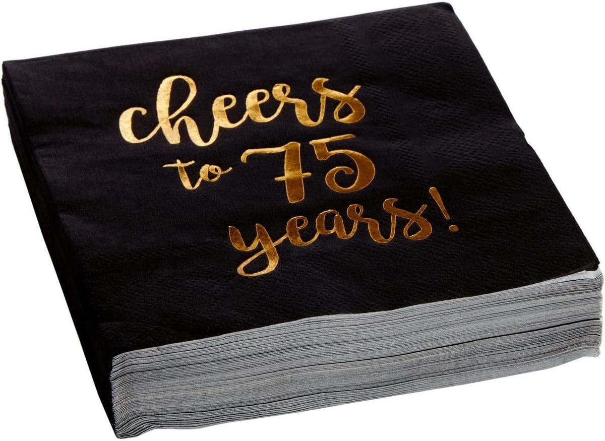 Sparkle and Bash It's a Boy Napkins, Blue & Gold Foil, 3-Ply - Cheers to 75 Years / 5 x 5 Inches - image 4
