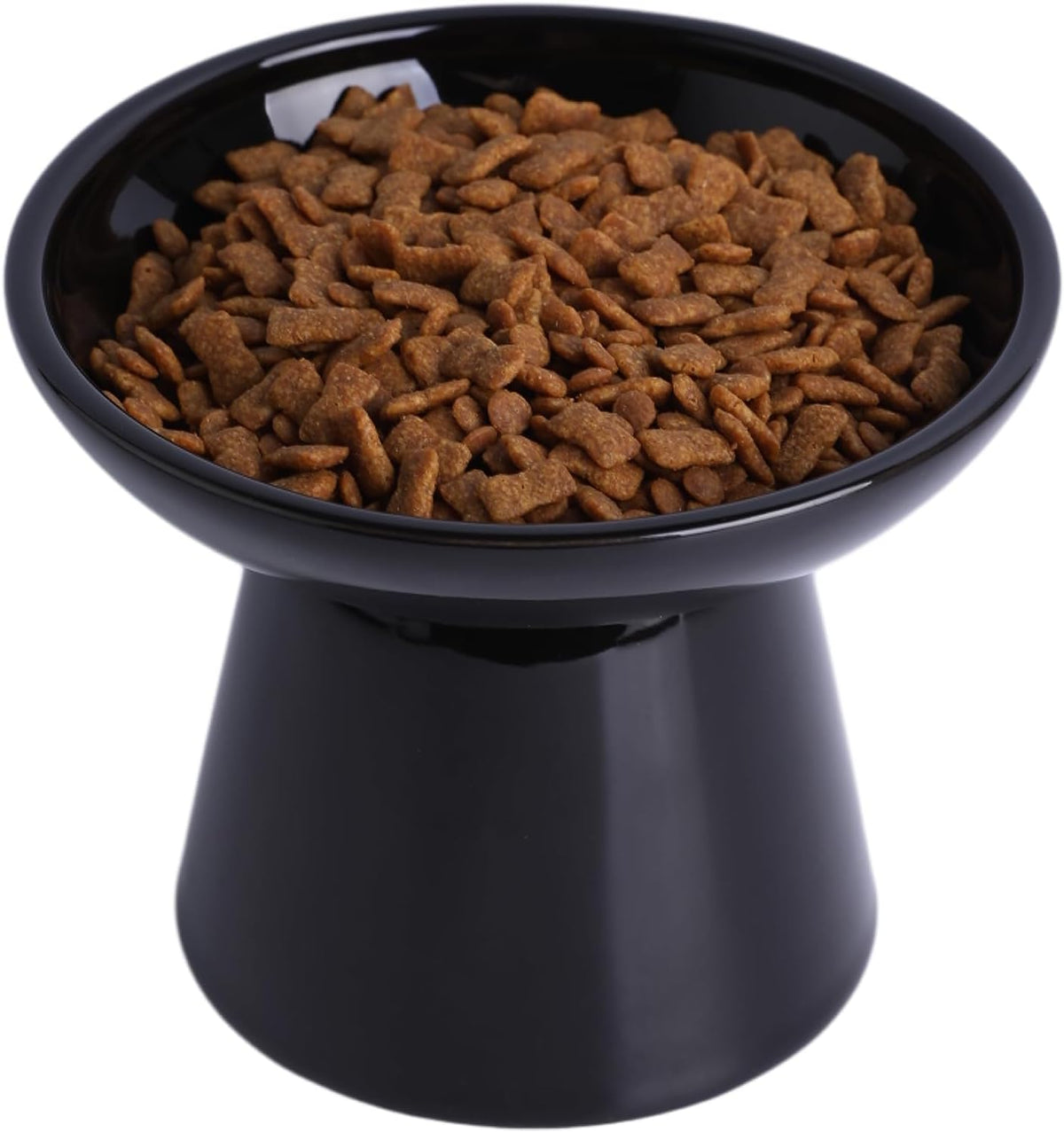 Ceramic Elevated Cat Food Bowls, 6.2" Wide - Black / 1 Pack