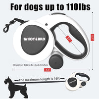 4-in-1 Retractable Dog Leash with LED Light & Dispenser & Poop Bags – Essentials for Dogs - Large - Without Light - image 3