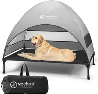 Veehoo Outdoor Dog Bed with Canopy - Black / 42.0"L x 30.0"W x 33.5"Th