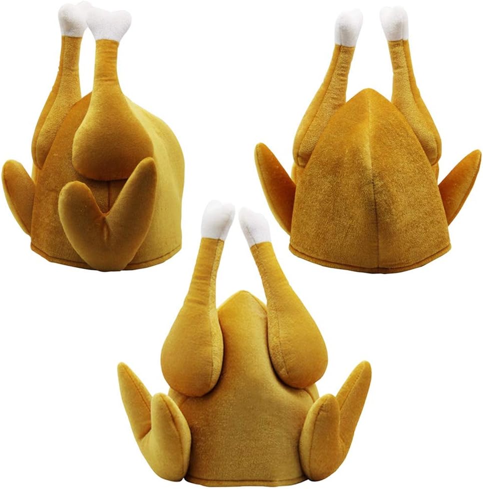 Yosager plush roasted turkey hat 3 pack, Thanksgiving costume hats for adults