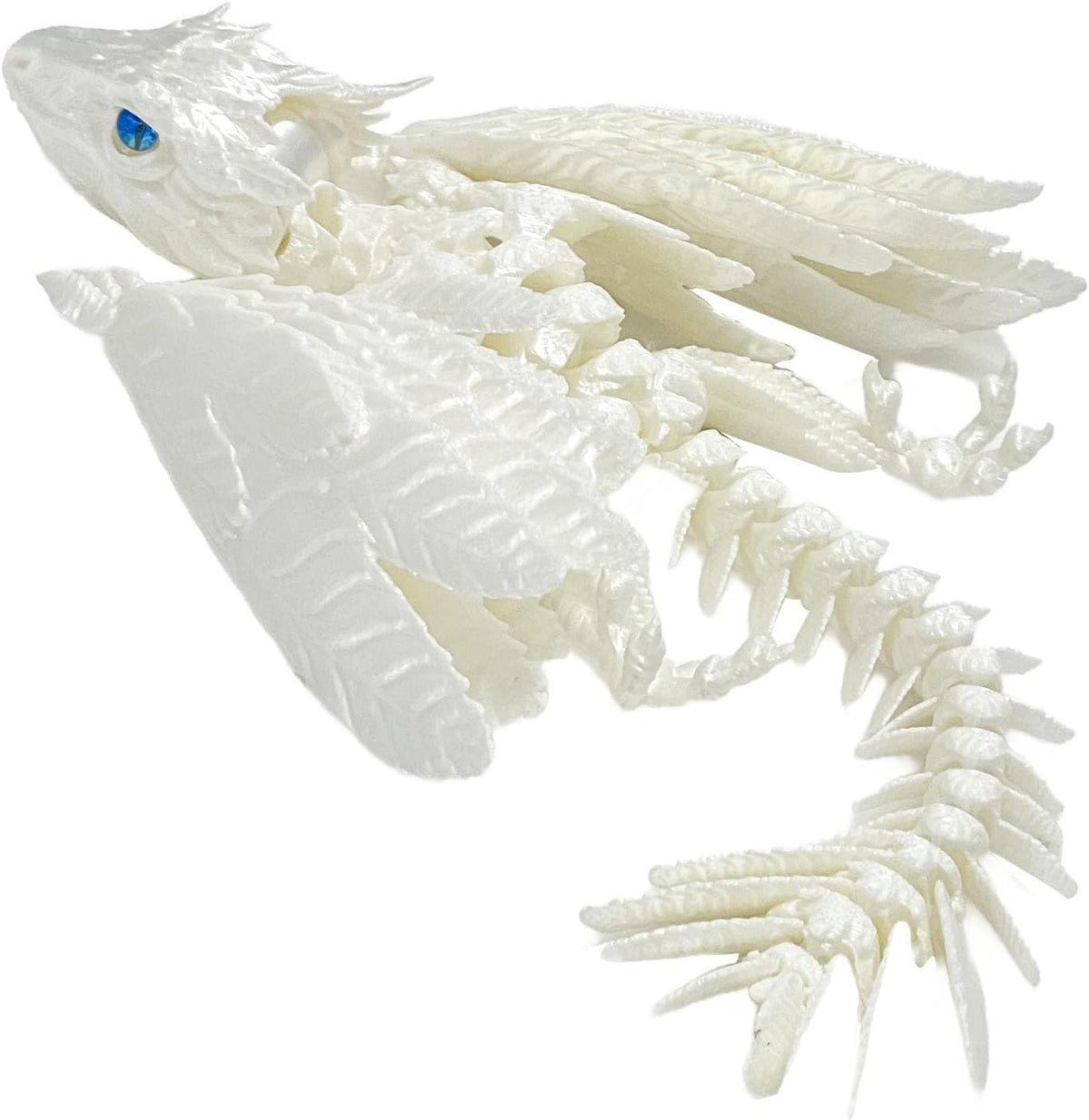 Feathered Wyvern Dragon, 3D Printed Dragon - Silk White