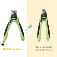 Professional-Grade Nail Clippers for Dogs Nail Trimmer with Safety Guard and Nail File - Nail Clippers for Large Dogs - Dog Nail Clipper Toenail Clippers (Green, Medium-Large (LED))