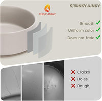 SPUNKYJUNKY Ceramic Dog and Cat Bowl Set with Wooden Stand, Modern Cute Weighted Food Water Set for Large Size Dogs (7.6 Cups, 2 × Grey)