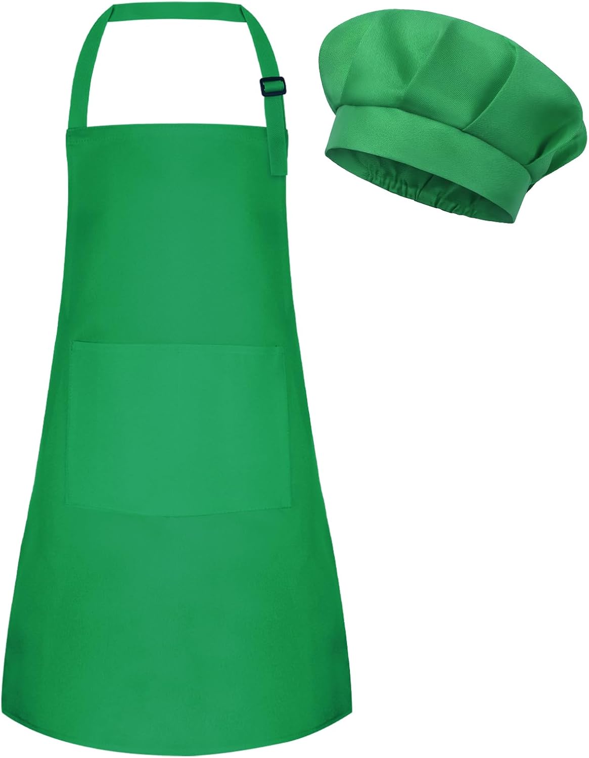 Kids Apron and Chef Hat Set Adjustable Child Art Aprons with 2 - M-green / Small