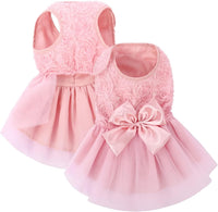ASENKU Dog Dress Pet Wedding Dress Puppy Birthday Party Outfit - Pink / Large