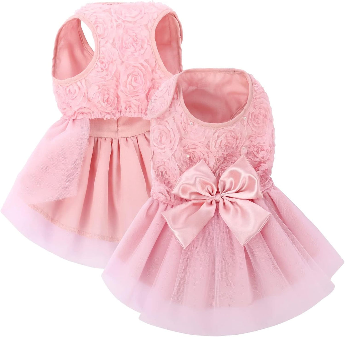 ASENKU Dog Dress Pet Wedding Dress Puppy Birthday Party Outfit - Pink / Large