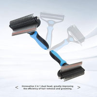 Pet Grooming Tool - 2 Sided Undercoat Rake for Cats & Dogs - Safe Dematting Comb for Easy Mats & Tangles Removing