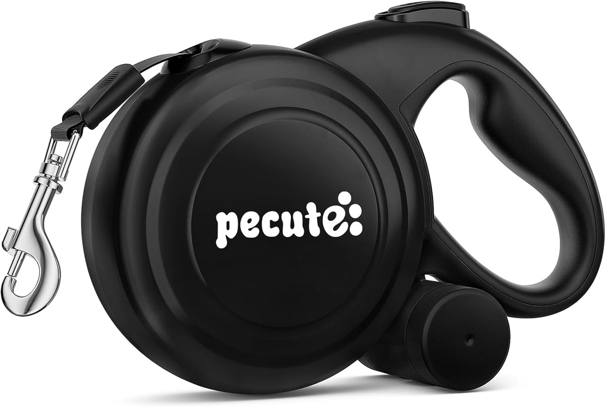 32ft Retractable Dog Leash with Reflective Strips - Black / 32ft | 110 lbs max